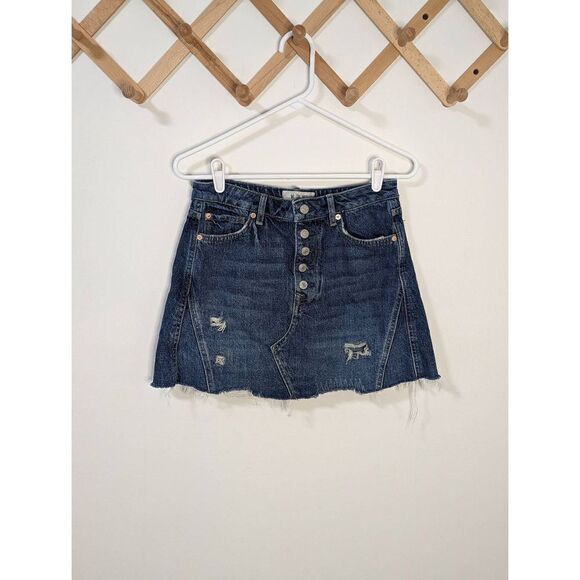 We The Free Button Fly Denim Jean Skirt - Size 28 - Picture 1 of 7